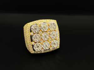 Anillo de declaración unisex de moissanita con incrustaciones de circonitas, estilo hip hop, con engaste de púas, chapado en plata, de lujo - Product Image 6