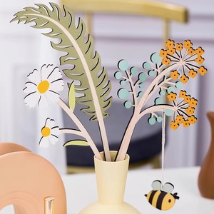 Bouquet de fleurs en bois naturel écologique Vietnam décor rustique bricolage artisanat cadeau pour Table Vase décoration Style moderne - Product Image 3