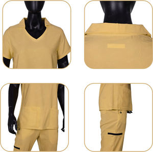 Tenues d'infirmières personnalisées Blaze, ensembles de blouses d'infirmières à manches courtes, col montant, tissu sergé polyester/coton, unisexe, usage hospitalier - Product Image 5