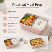 Boîtes de conservation alimentaire en acier inoxydable 304, boîte à lunch bento, boîte de préparation de repas à double couche isolée avec couvercle pour la cuisine et le bureau