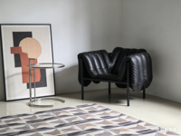 Canapé-lit rayé rétro européen RUNXI, petit fauteuil de salon, design à rayures zébrées, fauteuil de détente simple, fauteuil de salon