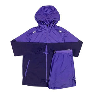 Survêtement coupe-vent de couleur contrastée Ensemble de vêtements courts pour hommes personnalisés Ensemble de jogging court et veste Ensemble de survêtement à deux fermetures à glissière Polyester - Product Image 5