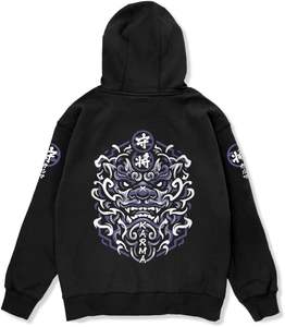 Sudadera con capucha gráfica de estilo japonés para hombre, diseñada con estampado en Canadá, forro polar interior, 65% poliéster, 35% algodón - Product Image 1