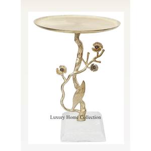 Mesa auxiliar de café de aluminio con diseño de flores modernas Estilo moderno de lujo Calidad Hogar y restaurante Mesa auxiliar de aluminio para bodas - Product Image 1