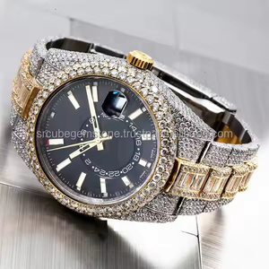 Montre Homme Premium Moissanite Diamant Entièrement Glacé Bling Montre Luxe Design Hip Hop Bracelet Acier Inoxydable Quartz 5mm - Product Image 3