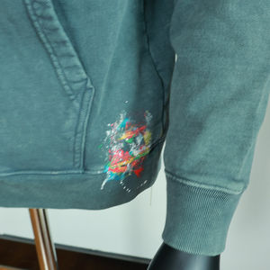 Sweat à capuche surdimensionné en molleton de coton lourd de haute qualité HSI Custom 400 GSM, peinture éclaboussée, vintage, 100% coton - Product Image 2