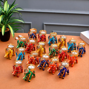 Porte-bougie en forme d'éléphant fait à la main, décoration de festival Diwali, Diya, cadeau de retour, porte-bougie Diwali Diya, cadeaux indiens - Product Image 1