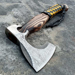 Hacha Vikinga Forjada a Mano con Mango Multicolor |   Hacha Vikinga para Acampar y Uso Diario para Cortar Madera - Product Image 2