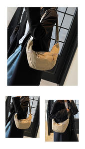 Sac à bandoulière élégant en forme de croissant avec sangle réglable, design multi-poches, fermetures éclair lisses, tirettes en corde, style décontracté et tendance - Product Image 3