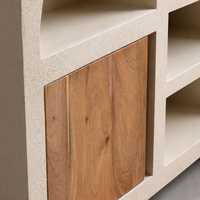 Meuble TV en bois d'acacia MAYA |   Meuble bas de salle de bain d'hôtel moderne et minimaliste |   Console multimédia en bois massif 3 étagères Durable et écologique