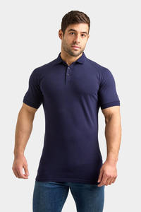 Polo Vintage azul de gran tamaño para hombre, colección de verano de manga corta Originc, venta al por mayor, camisetas orgánicas ajustadas para gimnasio - Product Image 2