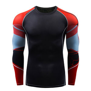 Camiseta de Compresión de Manga Larga Transpirable para Hombre, Rashguard de BJJ de 220g con Estampado por Transferencia de Calor, 100% Poliéster, Ropa de Compresión para MMA - Product Image 4