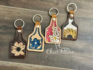 Porte-clés en cuir taillé sculpté à la main Porte-clés en cuir de forme exotique mignon Accessoires en cuir taillé Porte-clés mignons pour unisexe - Product Image 5