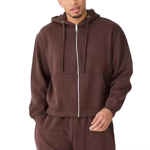 2025/2026 High quality Zip Up Streetwear Hoodie and Short Sets 100% Cotton Fleece Top selling oversized hoodie for Men's - Product Image 3