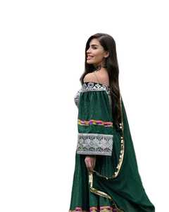 ชุดเดรสชาวอัฟกานิสถานแขนกระดิ่งเดรสคอสูงดีไซน์ทำด้วยมือพร้อมสัมผัสแบบดั้งเดิม - Product Image 2