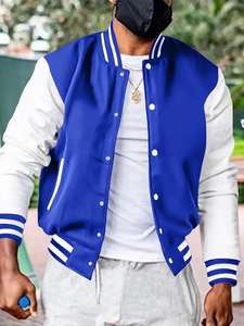 Chaqueta Bomber Varsity de Manga Larga de Lona Transpirable para Hombre, de Alta Calidad, a la Moda, Casual, Resistente al Viento - Product Image 3