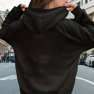 Sudadera con capucha de invierno de alta calidad para mujer con logotipo personalizado de hombro caído de diamantes de imitación en la parte delantera estilo Streetwear nueva tendencia al por mayor - Product Image 2