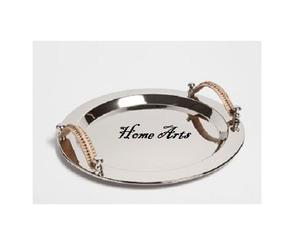 Bandeja de Servicio de Alimentos de Acero Inoxidable con Asa de Cuerda, Bandeja de Servicio de Aperitivos de Color Plateado de Primera Calidad al por Mayor - Product Image 1