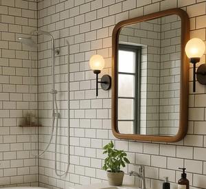 Miroir de salle de bain en bois massif de style Art déco, écologique, léger, fait à la main, décoration murale en bois au meilleur prix - Product Image 2