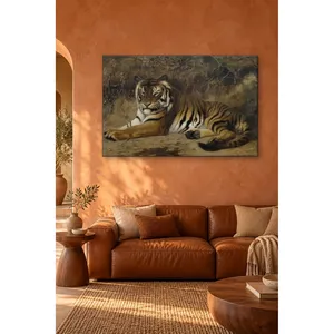 Impression sur toile de Fida Grme : Tigre allongé dans les buissons - Product Image 1