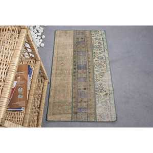 พรมขนาด 1.9x3.4 ฟุต, พรมตุรกีโบราณ, พรมขนสัตว์สีเบจ - Product Image 1