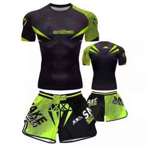 Traje de protección contra erupciones MMA hecho a medida de alta calidad para hombres BJJ Fitness y Grappling que incluye protección contra erupciones y pantalones cortos - Product Image 6