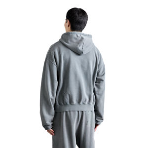 Conjunto de Sudadera con Capucha y Pantalones Deportivos de Algodón Lavado, Estilo Casual de Invierno para Hombre, Hombros Caídos, Estilo Desgastado, Peso Pesado, Venta al Por Mayor - Product Image 4