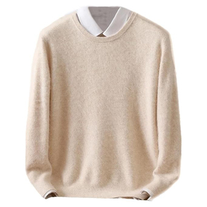 OEM haute qualité automne et hiver hommes col rond couleur unie pull tricoté pull décontracté affaires cachemire hommes pull - Product Image 1