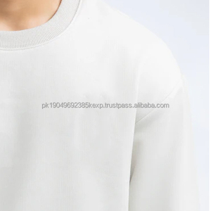 360 GSM personalizado cuello redondo sudadera de gran tamaño cuello redondo suéter de algodón y sudaderas con capucha en blanco gota hombro pulóver sudadera - Product Image 6