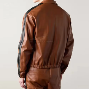 Chándal de Cuero para Hombre con Chaqueta con Cremallera y Pantalones de Cuero para una Moda Urbana Elegante - Product Image 3