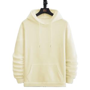 Sweat-shirt à capuche unisexe de haute qualité, personnalisé, uni, crème beige, pour hommes et femmes, surdimensionné, pull-over en molleton, streetwear décontracté - Product Image 1
