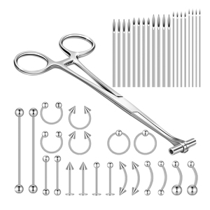 Ensemble d'outils de perçage corporel en acier inoxydable allemand de qualité supérieure pince d'ouverture et de fermeture d'anneau en acier chirurgical professionnel - Product Image 1