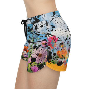 Short de fitness taille haute décontracté et confortable pour femmes, conception d'impression par sublimation avec fonction respirante et volants - Product Image 4