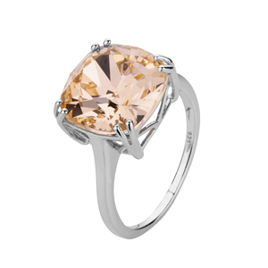 Anello Solitario Peach Silver Elegante impreziosito da Cristalli di <span class=keywords><strong>Swarovski</strong></span> ®   Collezione di <span class=keywords><strong>Anelli</strong></span> - Product Image 1