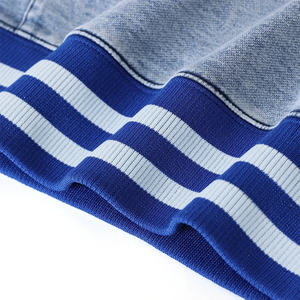 Sudadera con Cierre de Cremallera de un Cuarto, Estilo Chambray Lavado al Ácido, Unisex, con Logotipo Bordado en la Parte Delantera, Bolsillo Tipo Canguro, Etiqueta OEM - Product Image 5