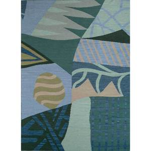 โอเรนดา บลู พรมขนสัตว์ทอแบบแบน DW-218 สำหรับตกแต่งห้องนั่งเล่นในบ้าน ลายกราฟิกนามธรรม พรมรูปสี่เหลี่ยมผืนผ้าสำหรับห้องโถง - Product Image 1