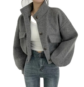 Cool automne hiver manches courtes large lâche décontracté laine manteau femmes à la mode lettre motif Top qualité - Product Image 5