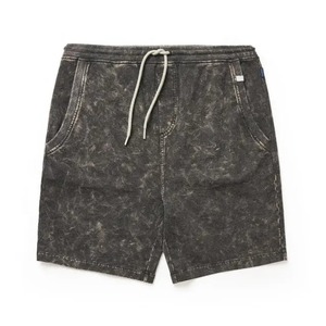 Shorts de bain d'été, vêtements de sport, séchage rapide, style vintage, effet usé, délavé à l'acide, maille sportive, taille mi-haute, fermeture à cordon, 100% polyester - Product Image 1