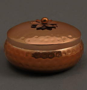 Handmade Metal Candle Jar With Flower <b>Knob</b> Lid <b>Copper</b> Hammered Finished for Home and Wedding Tabletop Lighting Decor - Product Image 2