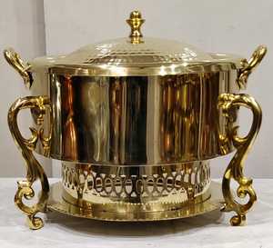 Round Gold Visible Top Chaffing Dishes Buffet Set Stainless Steel for Restaurant Catering Buffet Gold <b>Saving</b> Dish Food Warmer - Product Image 3