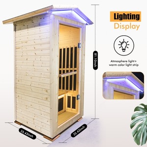 1550W Single Person Spruce Far Infrared Sauna Tall Design Bluetooth 7-Heaters - Product Image 2