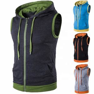 High Quality Men Fashion Casual Wear Gym <b>Hoodies</b> Wholesale <b>Sleeveless</b> Fitness <b>Hoodies</b> Spandex / Cotton Breathable Gym <b>Hoodies</b> - Product Image 1