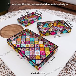 HF CRAFTS-Juego de tres bandejas rectangulares de servicio de MDF con impresión personalizada, superventas, bandejas de desayuno y cena OEM ODM - Product Image 2