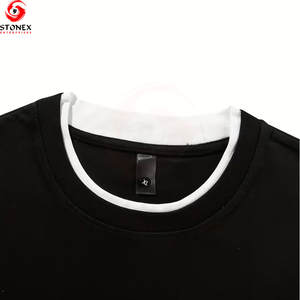 Camiseta Extra Grande para Hombre, Color Negro, Tela Suave 100% Algodón, Diseño de Cuello Redondo, Ropa Casual, Logotipo Personalizado, Pedidos al por Mayor, Primavera - Product Image 3