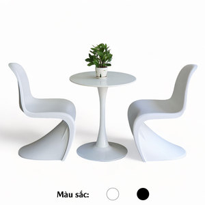 Scandinavian Plastic Square Cafe Table and 2 Panton Chairs <b>Set</b> for Mall and <b>Restaurant</b> CBCF278 - Product Image 1