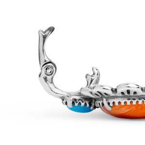 Sterling Silver Orange Spiny Oyster and Sleeping Beauty Turquoise <b>Heart</b> Pendant Enhancer - Product Image 3