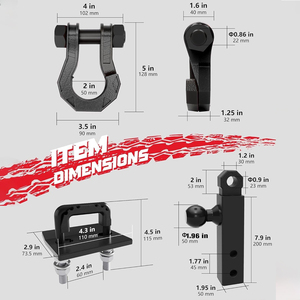 Tham vọng xoay D Vòng riêng biệt còng Trailer Hitch Receiver & 2-inch bóng núi 3/4 "còng với 2" Kéo bóng núi 23t - Product Image 3