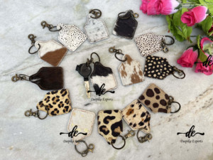 LLavero de cuero de vaca con estampado de leopardo, llaveros de cuero de vaca elegantes, novedad - Product Image 2