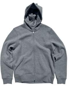 Sudadera con capucha de algodón grueso con cremallera en color gris carbón, diseño unisex con capucha con cordón y bolsillos, estilo casual liso OEM - Product Image 1