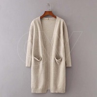 Oferta Especial: Suéter Cardigan de Mujer CAREWEAR SPORTS, de Alta Calidad, Invernal, Casual, Transpirable, con Cuello en V, Mangas Abullonadas y Bolsillos
